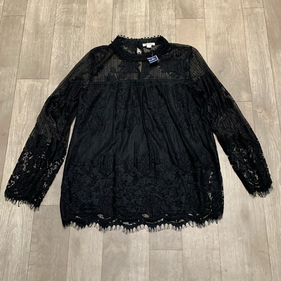 Ultra Pink Tops - NWT Ultra Pink Mesh Floral Embroidered Goth Dark Black Sheer Eyelet Top Shirt